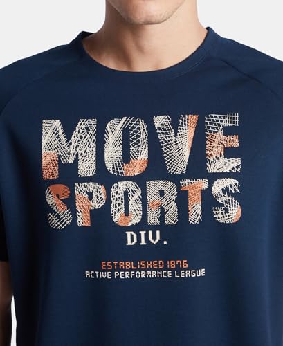 Jockey MV02 Men's Super Combed Cotton Blend Graphic Printed Round Neck Half Sleeve T-Shirt with Stay Fresh Treatment_Navy_S