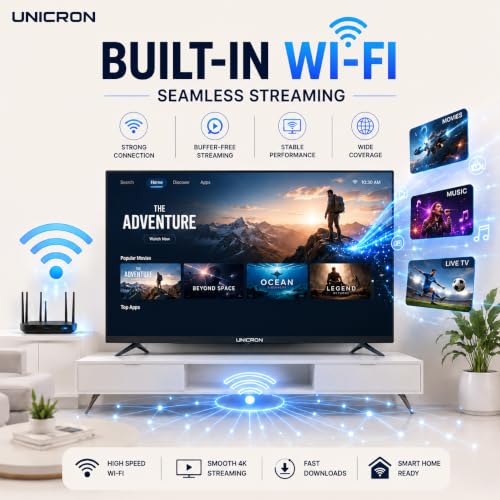 UNICRON 32 Inch Android Smart TV with Voice Control Remote, HD Ready LED Television, WiFi Built in 30W Speaker, IPS Display & Apps Compatible (Netflix, Prime)