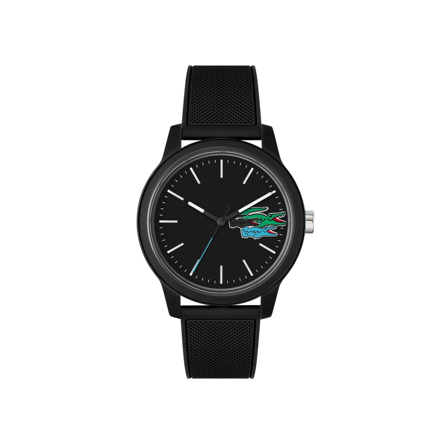 Lacoste Lacoste.12.12 Qtz Basic Black Round Dial Men's Watch|Black Silicone Material|Multi Color Band - 2011134