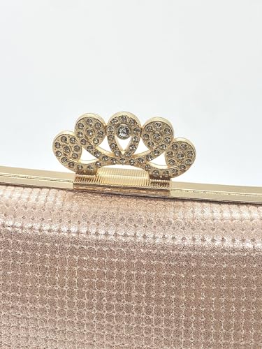 Mastyle® Glitter Clutch Handbag For Women With Crown Design Lock And Compact