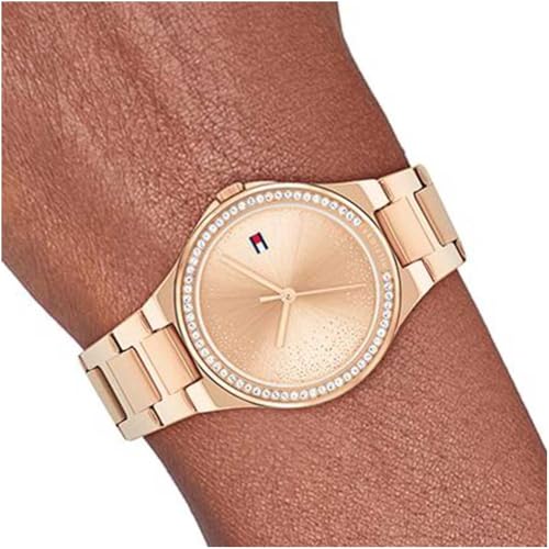 Tommy Hilfiger Quartz Analog Rose Gold Stainless Steel Strap for Women-TH1782643