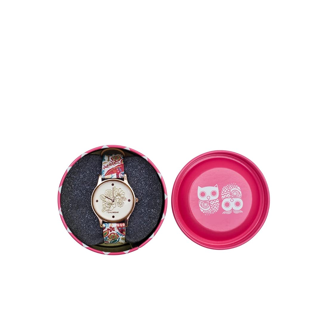 TEAL BY CHUMBAK Round Dial Analog Watch for Women,Jungle Beats Collection, Printed Vegan Leather Strap,Gifts for Women/Girls/Ladies,Stylish Fashion Watch for Casual/Work - White