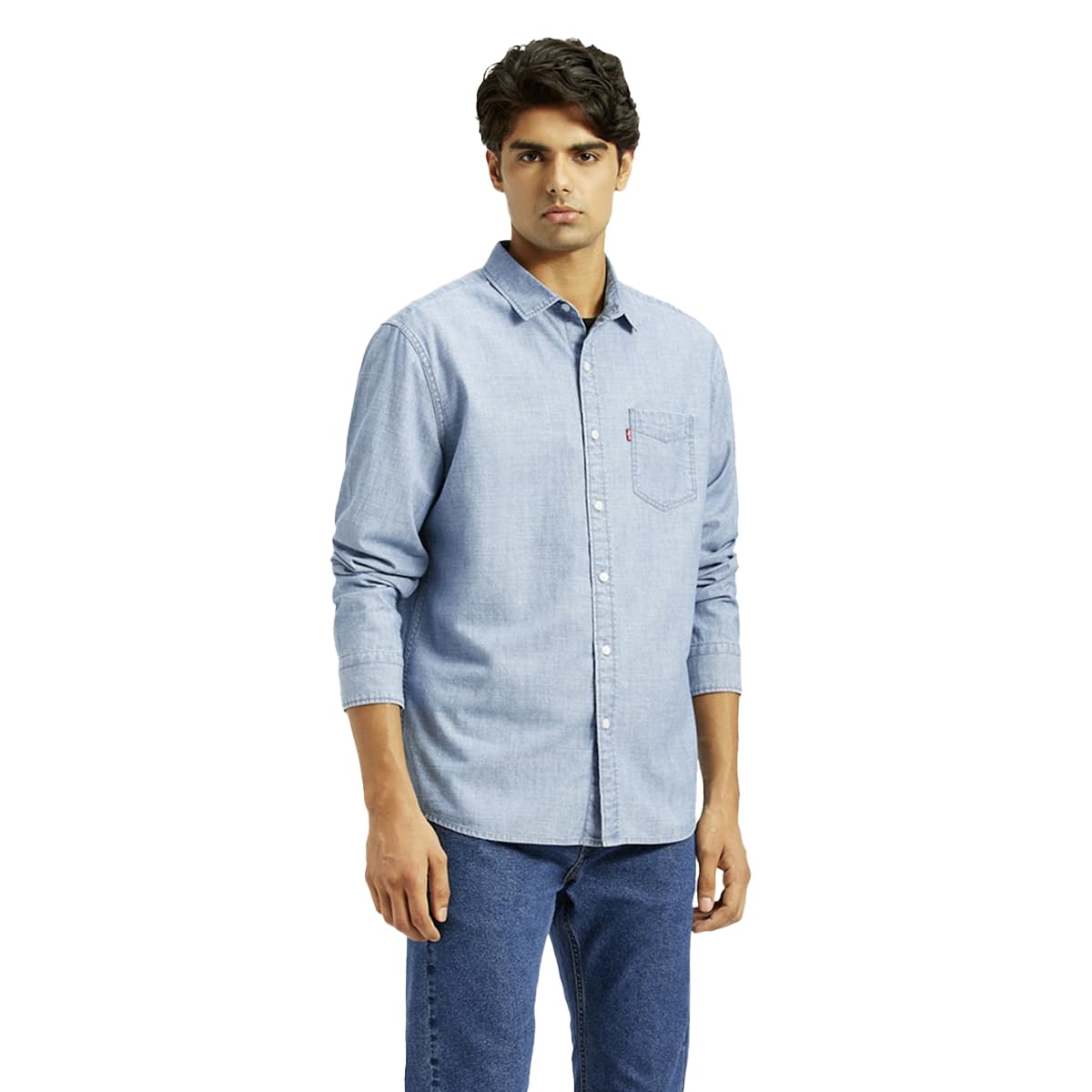 Levi's Men's Solid Slim Fit Shirt Blue