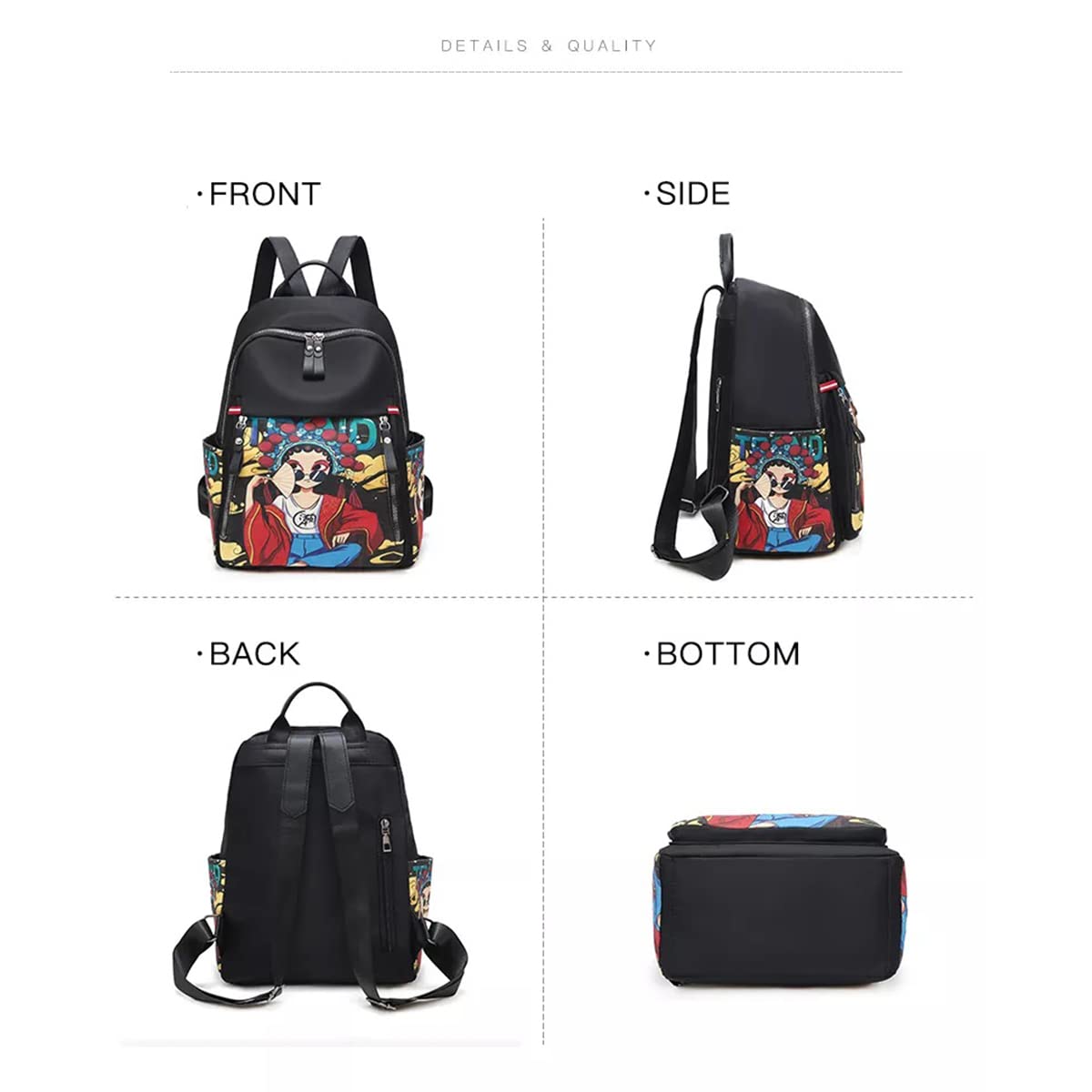 TYPIFY® Women's Backpack for Women Girls College Printed Anime Cartoon School Casual Bag