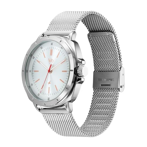 Fastrack Vyb Quartz Analog Silver Dial Steel Sheet Metal Strap Watch for Men-FV30014SM01W