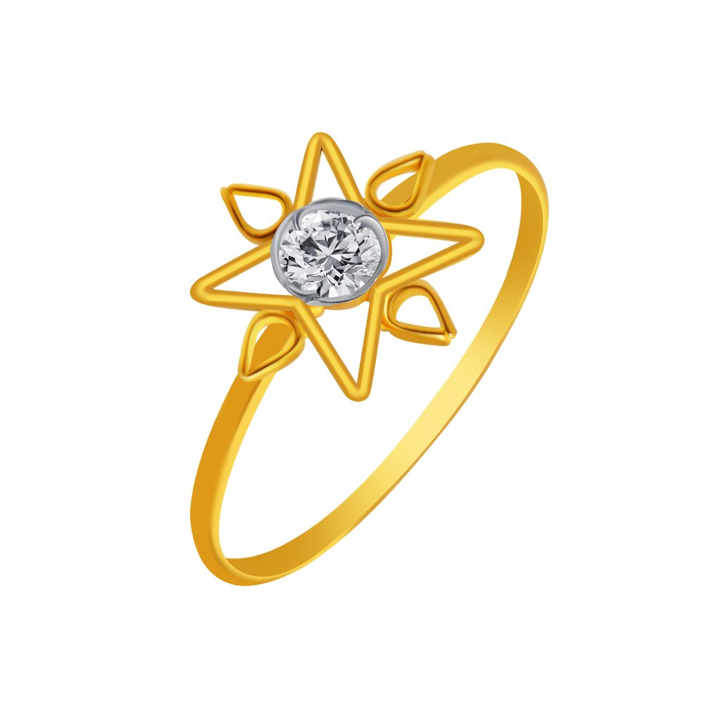 P.C. Chandra Jewellers 14KT Yellow Gold Ring for Women (Size 9) | Diwali, Rakhi Rakshabandhan Gift for Sister/Bhabhi/Women | With BIS-Hallmarked - 0.45 Gram