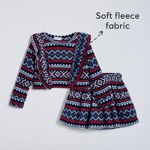Hopscotch Girls Full Sleeves Multi 2-Pc Geometric Skirt Set For Age (4-5 Years)