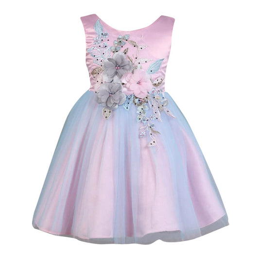 Hopscotch Girls Knee Length Party Fit And Flare Dresses Pink 6-7 Years (SRS-3135569)