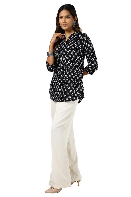 Soch Womens Black Cotton Abstract Print Tunic