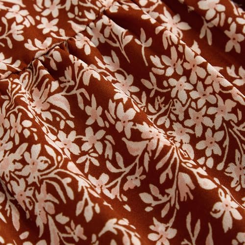 Hopscotch Girls Balloon Sleeves Brown 2-Pc Floral Blouse & Leggings (14-15 Years)