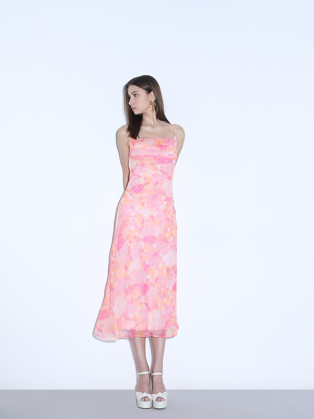 VERO MODA Women's Fit and Flare Pink Dress