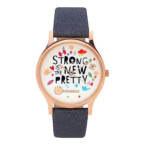 TEAL BY CHUMBAK Round Dial Analog Watch for Women,Strong is New Pretty Collection, Solid Vegan Leather Strap,Gifts for Women/Girls/Ladies,Stylish Fashion Watch for Casual/Work - Grey