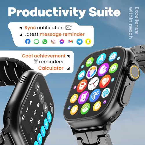 GOBOULT Newly Launched Crown Pro Smart Watch 2.01'' AMOLED, BT Calling, Working Crown, Zinc Alloy Frame, AI Voice Assistant, SpO2 Monitoring, 120+ Sports Mode (Metal Black)