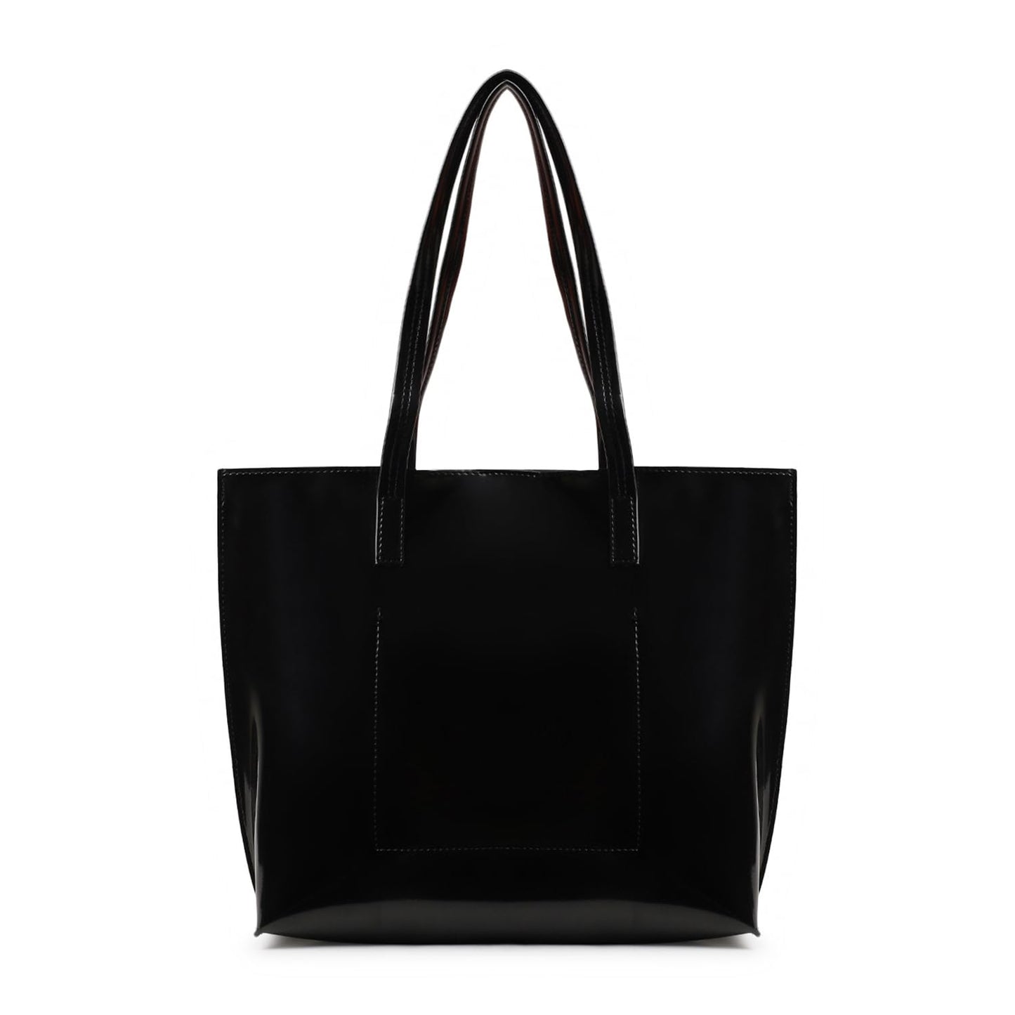 Fastrack Black Patent Party Tote Bag for Women, Girls and Ladies | Spacious Tote Bag with Button Closure