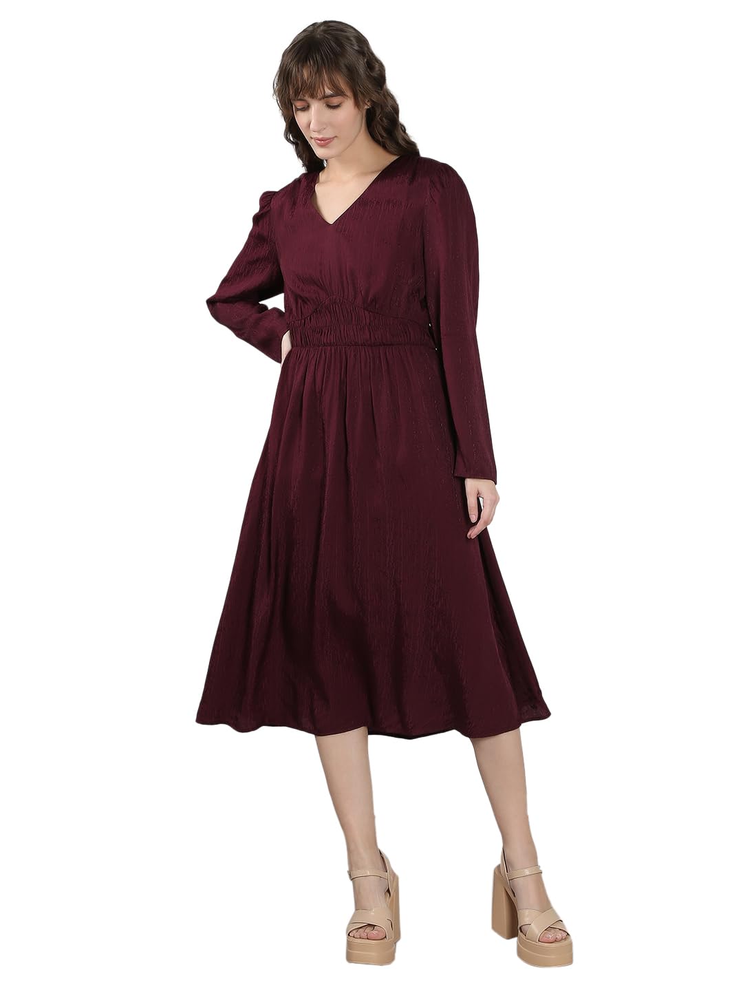 VERO MODA Women's Fit and Flare Pink Dress