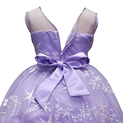 Hopscotch Girls Fit And Flare Knee-Length 0 Party Dresses in Lavender Color for Ages 6-7 Years