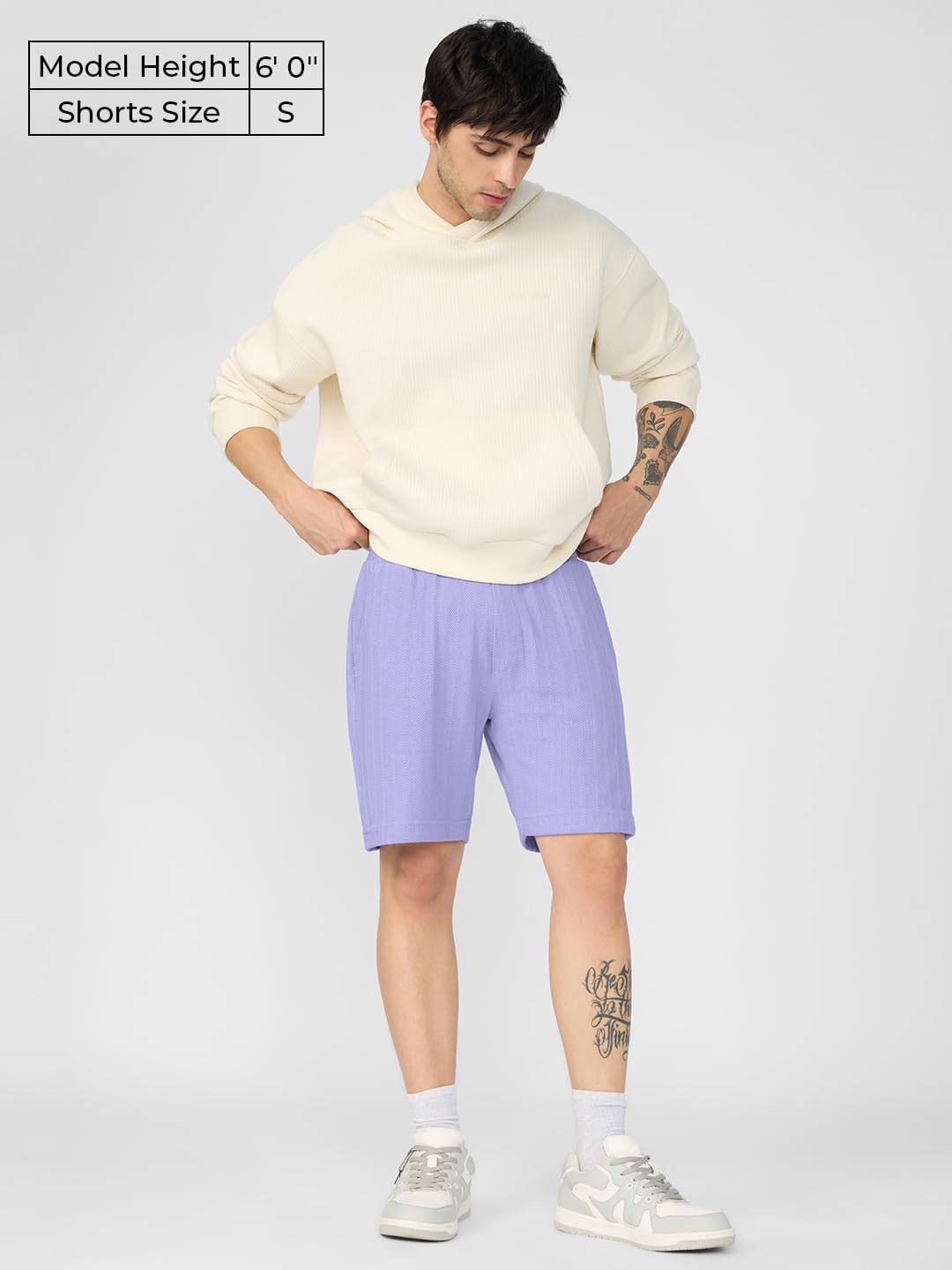 The Souled Store Lounge Shorts: Orchid Men and Boys Drawstringed Cotton Blend Regular Fit Lounge Shorts