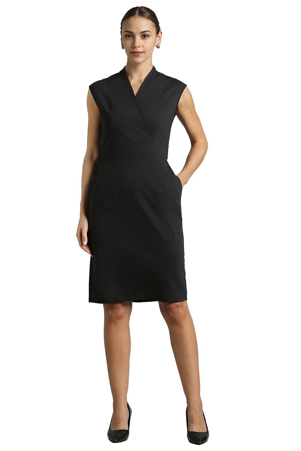 Van Heusen Women's Rayon Modern Above The Knee Dress (VWDRCRGF557183_Black