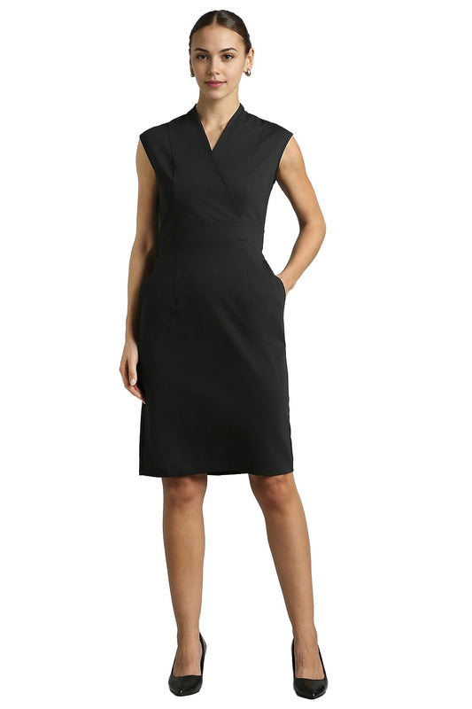 Van Heusen Women's Rayon Modern Above The Knee Dress (VWDRCRGF557183_Black