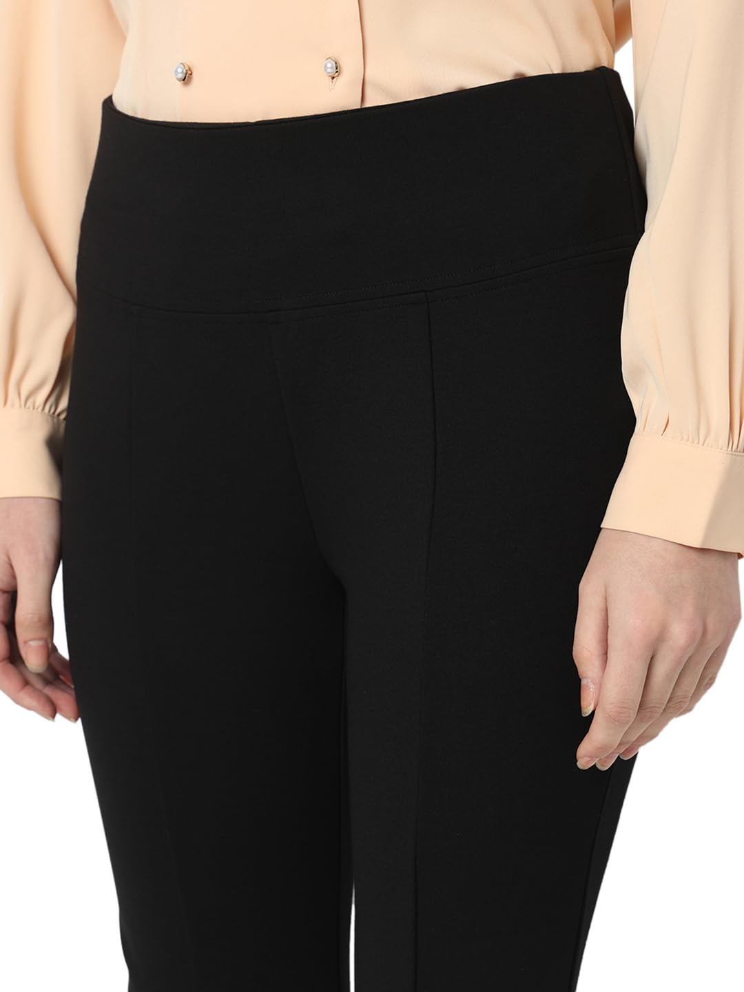 VERO MODA Black Front Slit Flared Pants