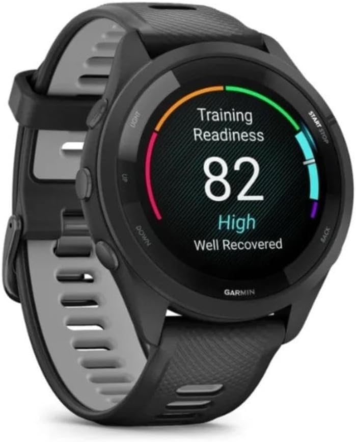 Garmin Forerunner 265 Running Smartwatch - Black and Powder Gray