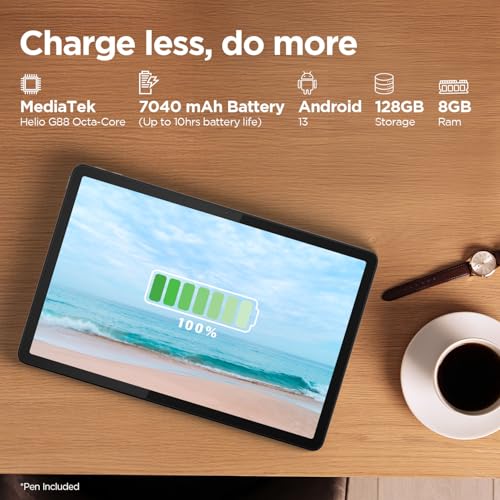 Lenovo Tab K11 with Keyboard| 4G (LTE) + Wi-Fi | 8 GB RAM, 128 GB ROM (Expandable Upto 1 TB)| 11 Inch Screen, 90 Hz Refresh| Quad Speaker with Dolby Atmos| 13 MP Rear Cam with Flash|Luna Grey