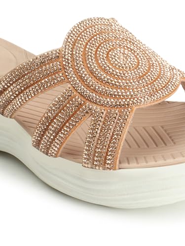 ELLE women Comforable Slide Wedge Heel Sandal,Colour-Pink, Size-UK- 40
