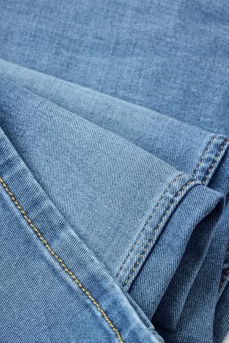 SNITCH Men Jeans | Relaxed Fit Mid Rise Straight Leg | Cotton Blend with Medium Stretch & Stone-Wash Design for Casual Wear & Everyday Comfort | Light Blue