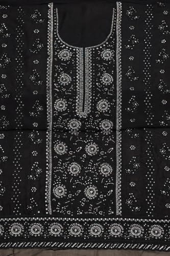 Soch Womens Black Organza Embroidered Unstitch Dress Material With Sequins