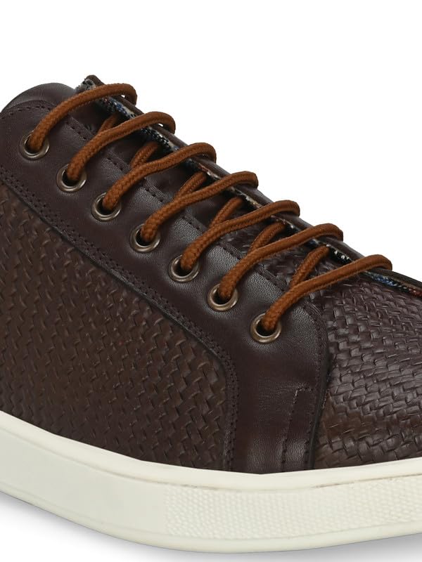 HITZ Men's Brown Leather Lace-Up Sneaker UK 10