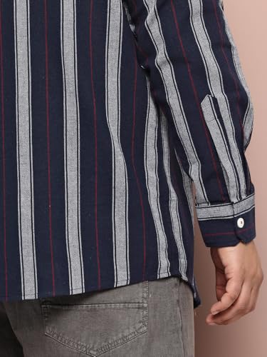 Thomas Scott Men | Plus Size | Regular Fit | Long Sleeves | Spread Collar | Shepherd Checks | 100% Cotton | Casual | Shirt (TS1792PS_Navy_4XL)