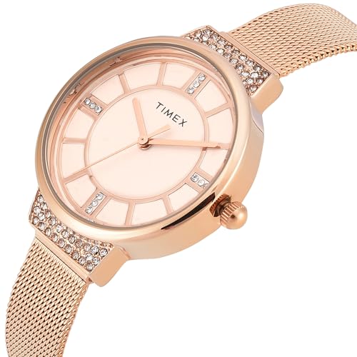 TIMEX Rose Gold Round Dial Analog Women's Watch - TWEL22402