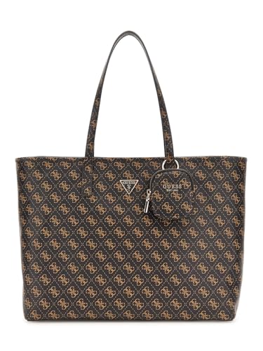 GUESS Brown Logo Printed Power Play Large Tech Tote Bag