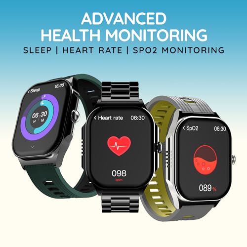 Pebble Alive 1.99" (5.05 cm) Amoled Display, Quick Notification, Always on Display, BT Calling, Health Suite, Mutisports Mode, Father Touch, Multiple Watch Faces, AI Voice Assistance - Forest Green