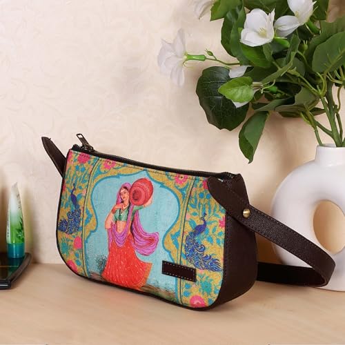 Fatfatiya Rajasthani Woman Portrait Shoulder Bag–Artistic, Ethnic & Handcrafted Women's Handbag