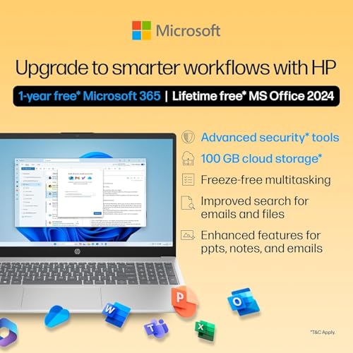 HP 15 Laptop, AMD Ryzen 7 5825U [16GB DDR4,512GB SSD] [Win11, Office Home'2024/M365 Basic(1yr)*] [Anti-Glare,Micro-Edge,15.6''/39.6cm FHD]Silver,1.59kg [Backlit KB+FHD Camera+Radeon Graphics] fc0533AU