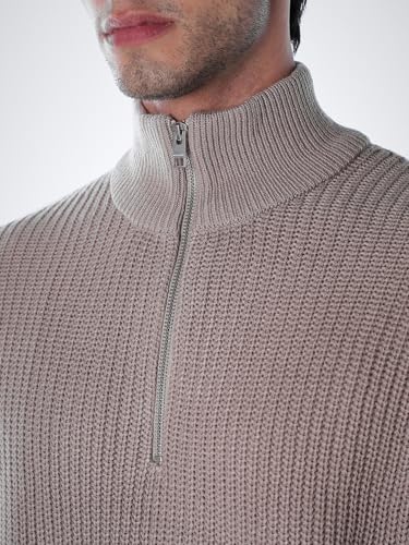 Jack & Jones Men Relaxed Fit Beige Sweater