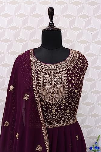 RUDRAPRAYAG Georgette And Santoon Anarkali Gown For Women | Semi Stitched Anarkali Gown For Women | Maxi Gown for Women 2026 | Gown in Clothing & Accessories