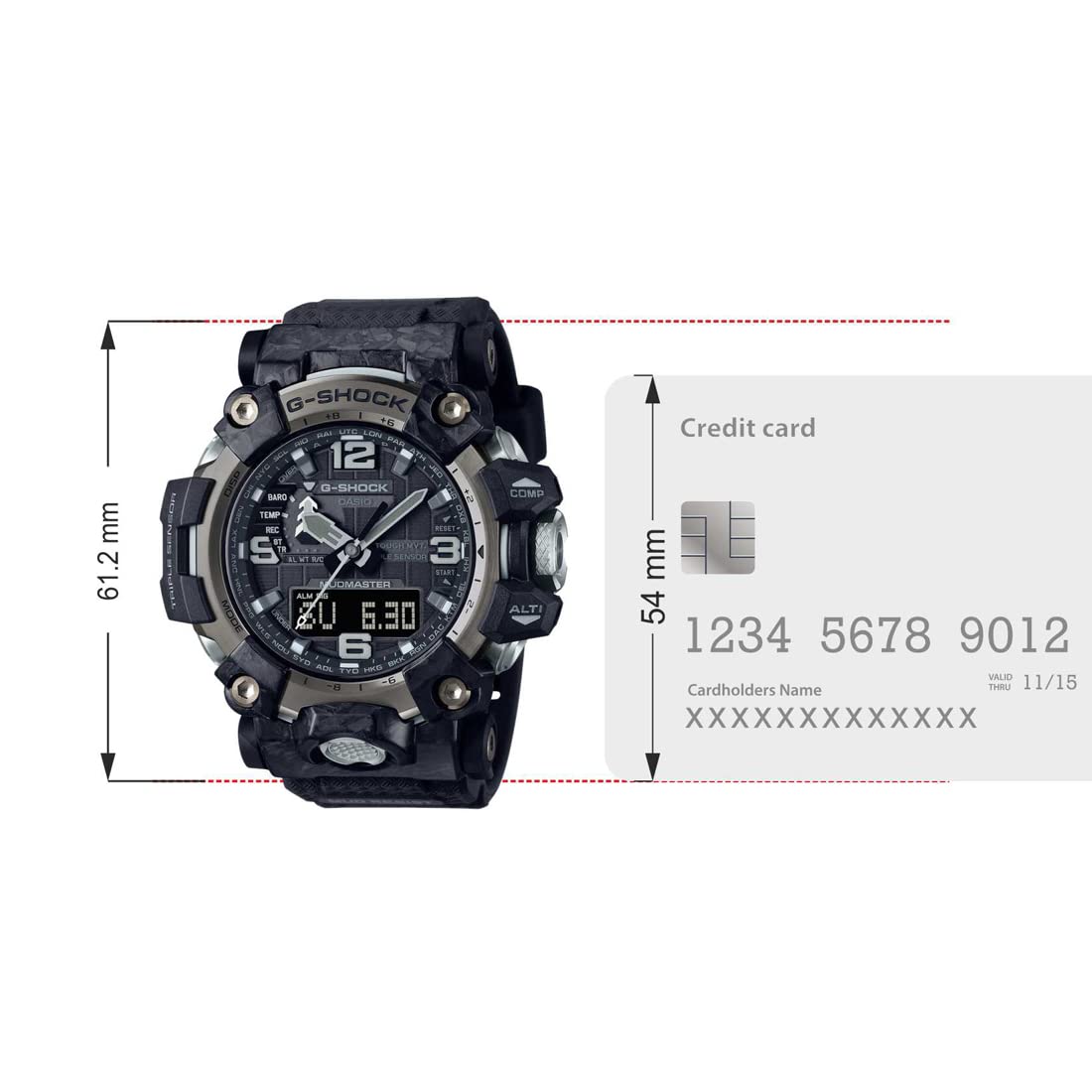 Casio G-Shock GWG-2000-1A1DR Gray IP Black Analog-Digital Dial Black Resin Strap Men's Watch Mud Resistant Barometer Altimeter G1175