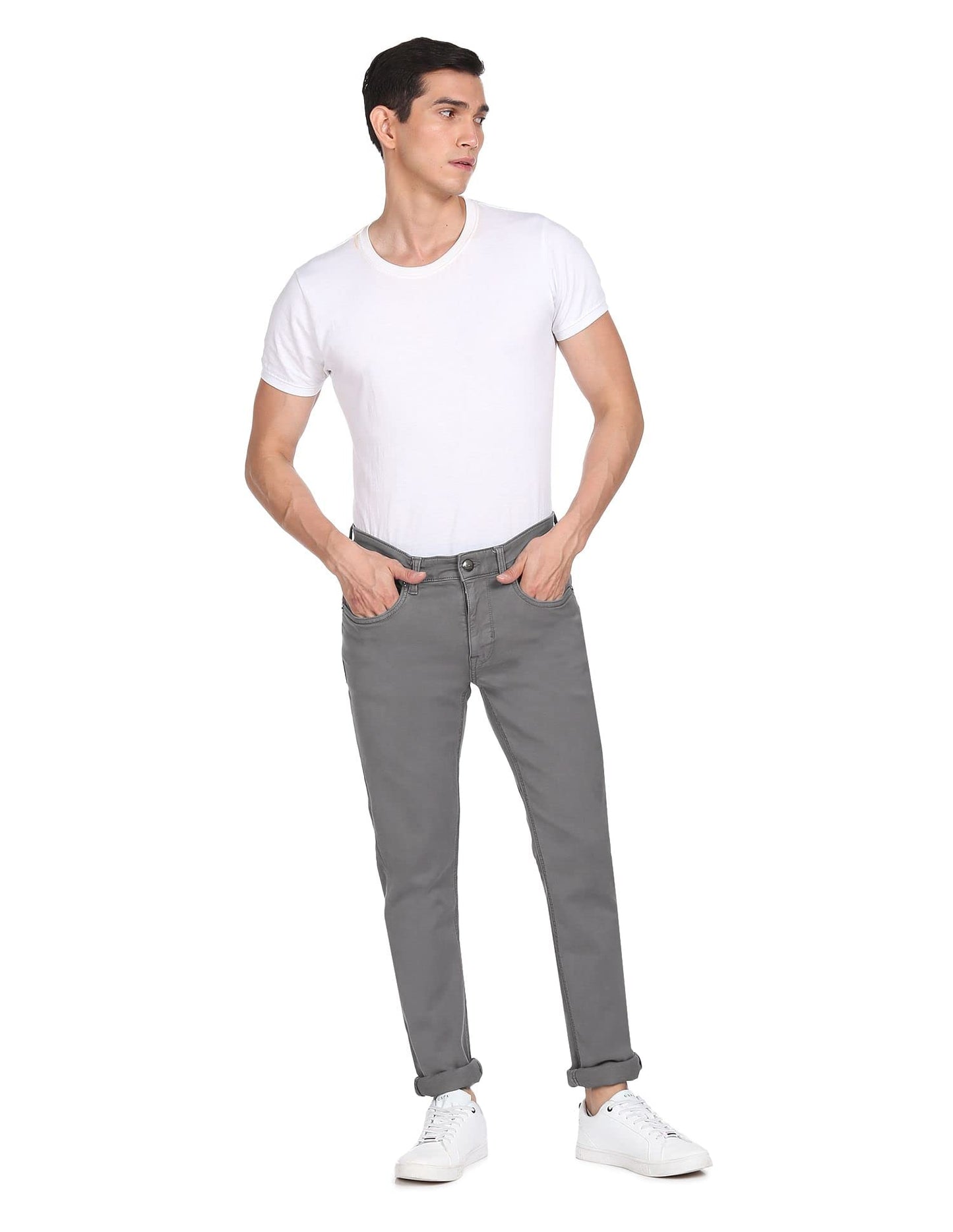 U.S. POLO ASSN. Men's Mid Rise Slim Jeans (UDJEN0472_Grey_32)