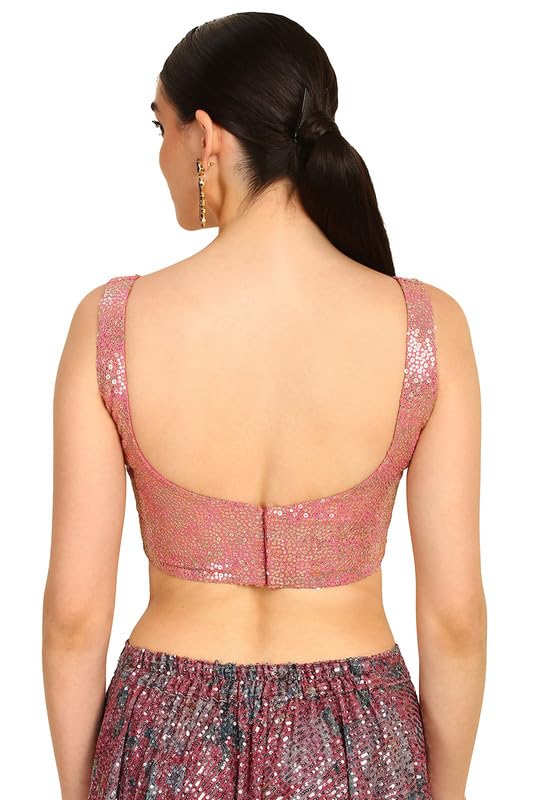 Soch Womens Blush Pink Sequinned Embellished Georgette Padded Blouse