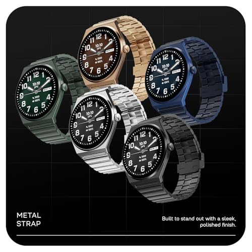 Fire-Boltt Phoenix Nova Smartwatch 1.43” Slim Super AMOLED Display, 466x466 Pixel Always-On Display, Bluetooth Calling, Health Tracker for Men & Women Earth Brown