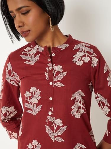 Max Women Printed Straight Kurti (Orange_M)
