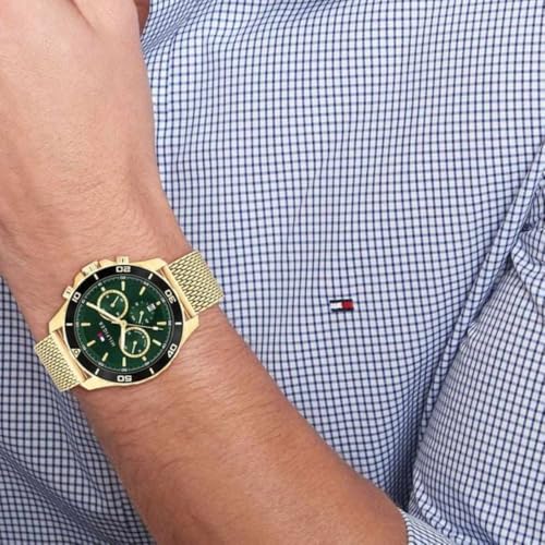 Tommy Hilfiger Quartz Multifunction Green Stainless Steel Strap for Men-TH1792093
