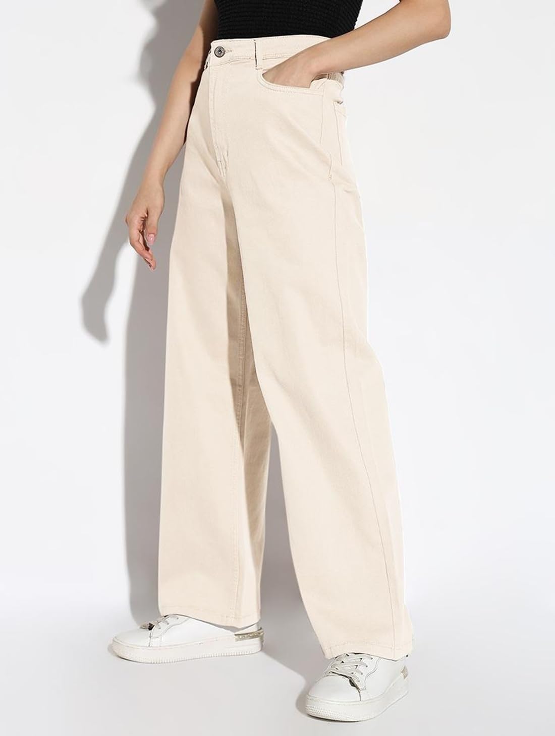 ADBUCKS Flared Jeans for Women High Waisted Bell Bottom Trendy Stretchy Flare Jeans (in, Numeric, 38, Beige)