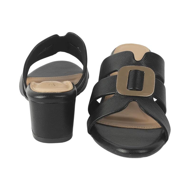 tresmode Tangle Women's Black Dress Block Heel Sandals in Size 4 UK / 37 EU