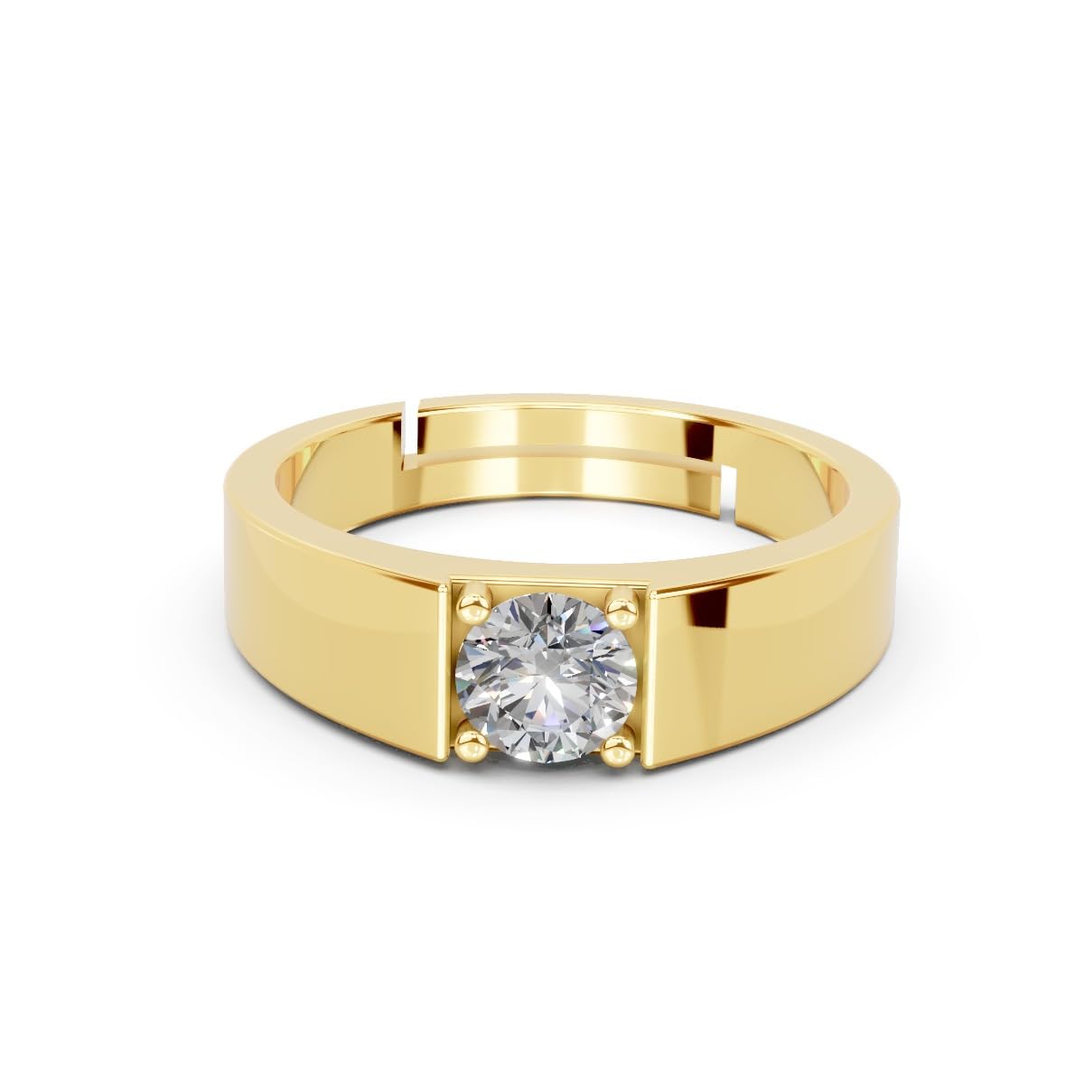 Miss Highness Pure 925 Sterling Silver Ring Rhodium Plated Minimal Jewelry Hallmark with Size Adjustable Birthday Wedding Anniversary Gift for Men and Boys (Gold Plated)