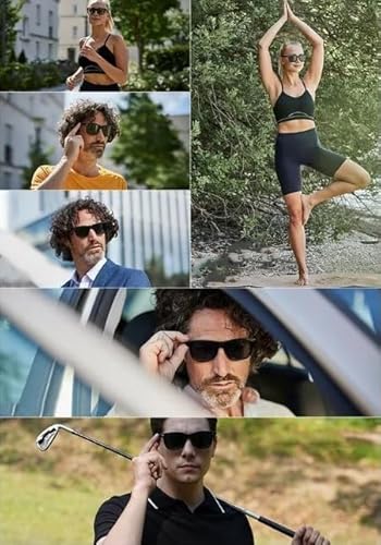 Aeoss Wicue E-Touch Instant Dimming Sunglasses with 5-Level Slide-to-Dim Brightness Control | Polarized Photochromic Lens UV Protection & Magnetic Charging | Stylish Black Frame for Men & Women