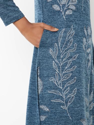 Max Women's Acrylic Regular Kurta (AKWKWI25SA_Blue