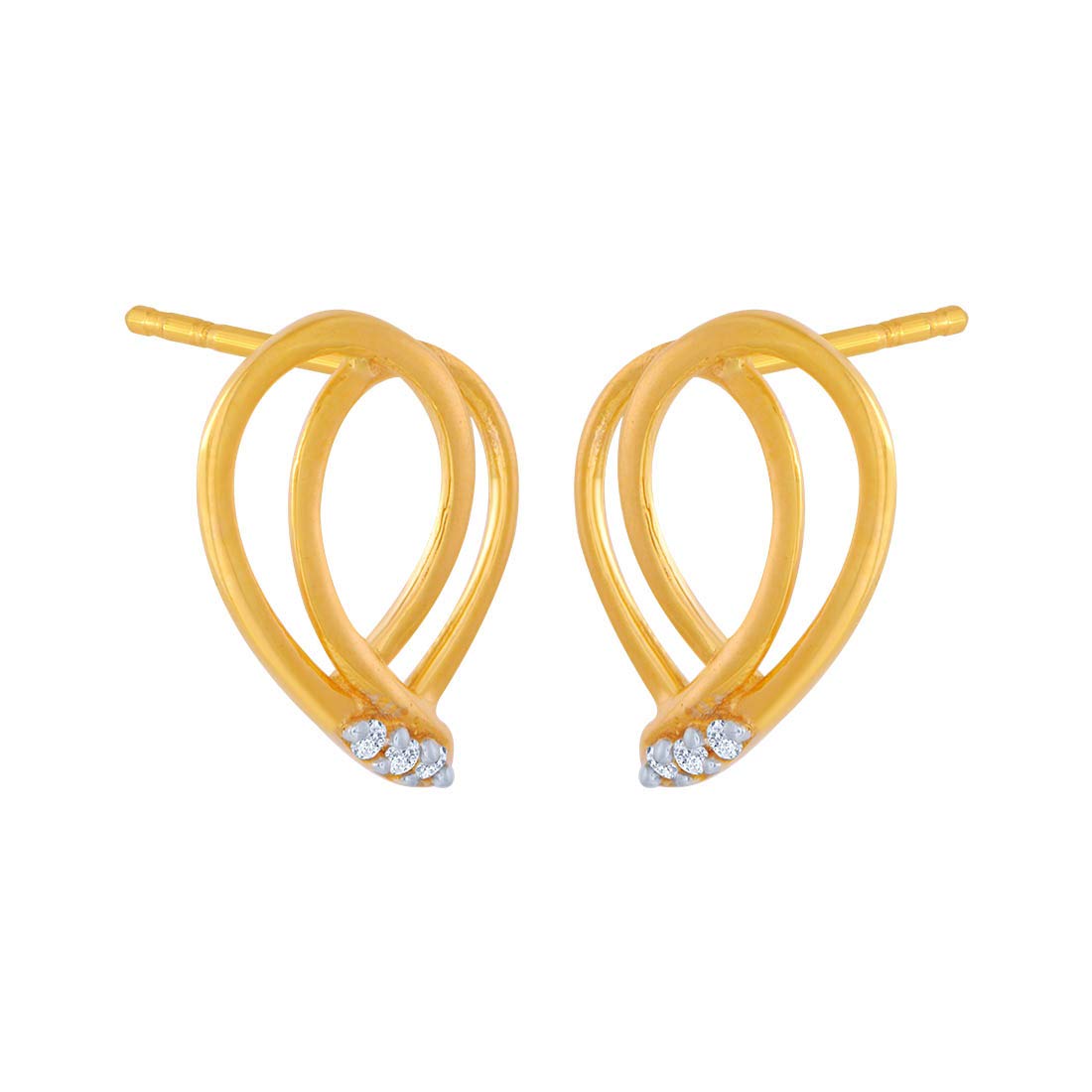 P.C. Chandra Jewellers 14k (585) Yellow Gold and American Diamond Stud Earrings for Women